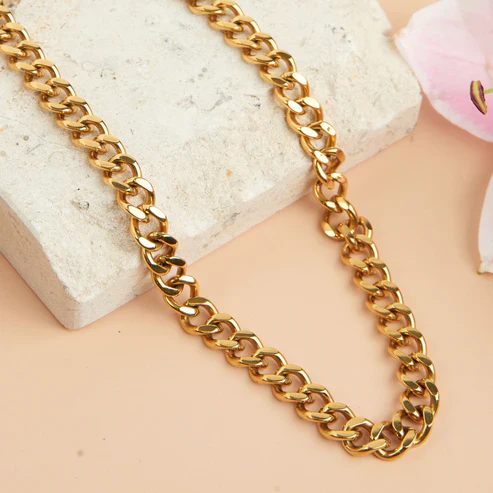 Narelle - Waterproof Chunky Chain Necklace, Gold - Image 2