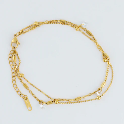 Narelle - Waterproof Dainty Multi Row Anklet, Gold