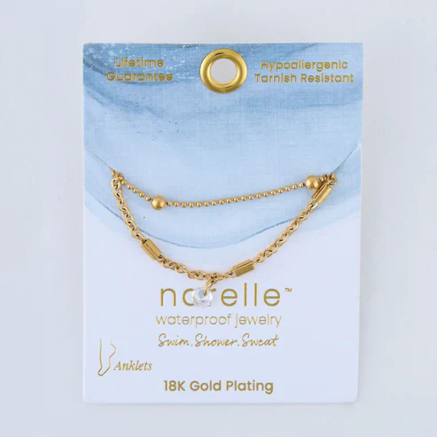 Narelle - Waterproof Dainty Multi Row Anklet, Gold - Image 3