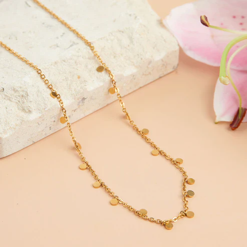 Narelle - Waterproof Disc Chain Necklace, Gold - Image 2