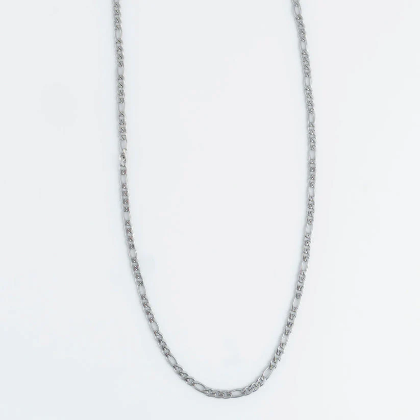 Narelle - Waterproof Figaro Chain Necklace, Silver