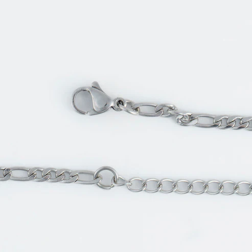 Narelle - Waterproof Figaro Chain Necklace, Silver - Image 3