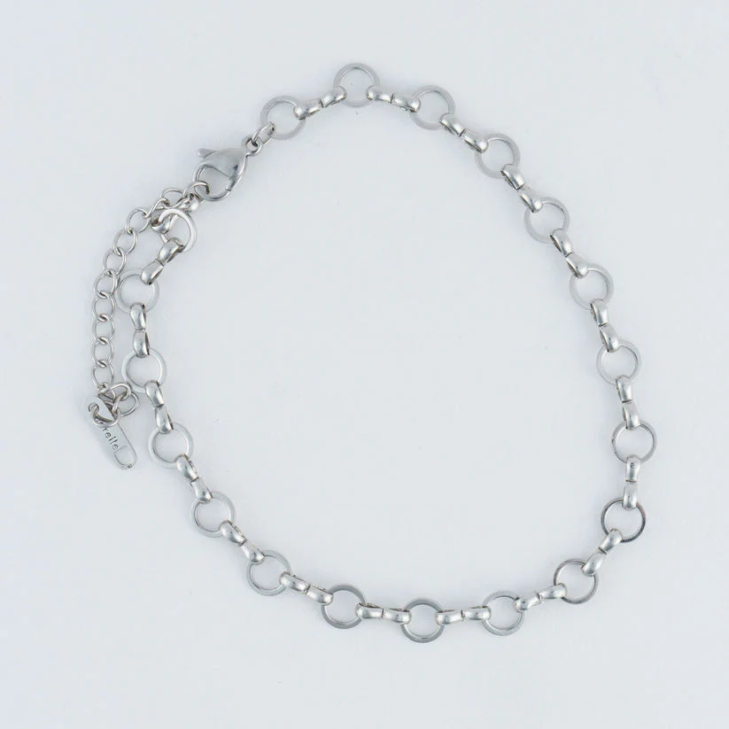 Narelle - Waterproof Linked Chain Anklet, Silver