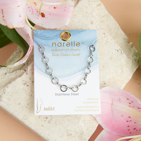 Narelle - Waterproof Linked Chain Anklet, Silver - Image 3