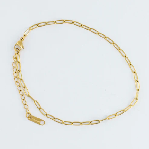 Narelle - Waterproof Paperclip Anklet, Gold
