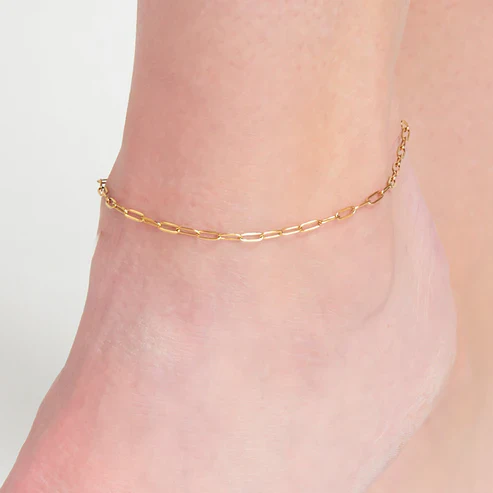 Narelle - Waterproof Paperclip Anklet, Gold - Image 2