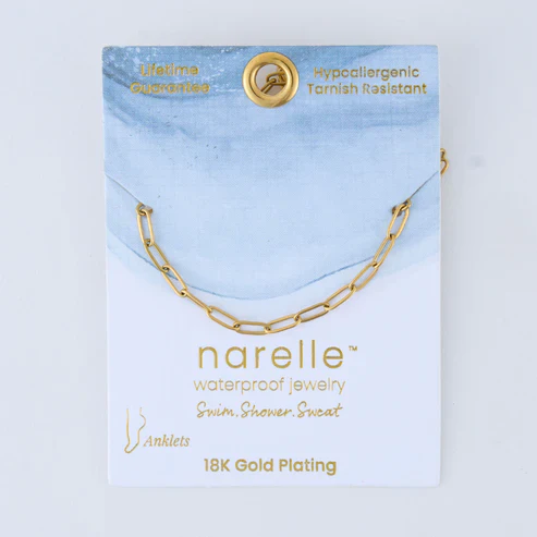 Narelle - Waterproof Paperclip Anklet, Gold - Image 3
