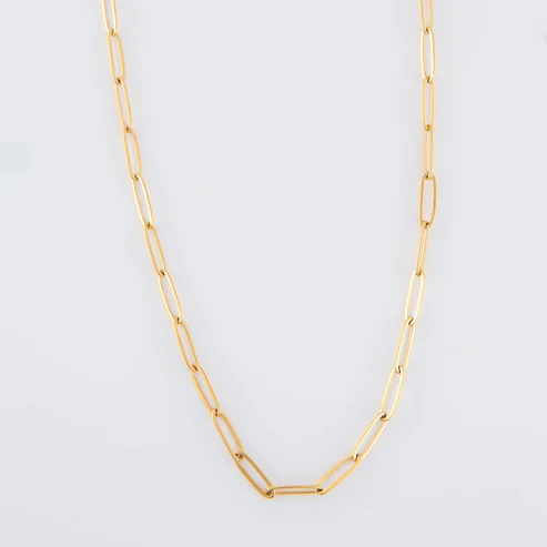 Narelle - Waterproof Paperclip Chain Necklace, Gold