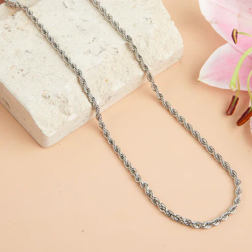 Narelle - Waterproof Rope Chain Necklace, Silver - Image 2