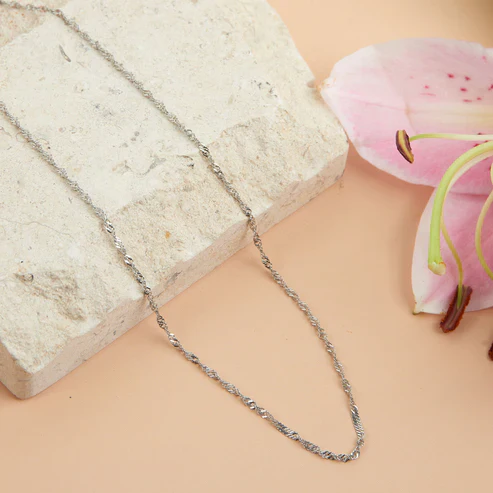 Narelle - Waterproof Twisted Chain Necklace, Silver - Image 2