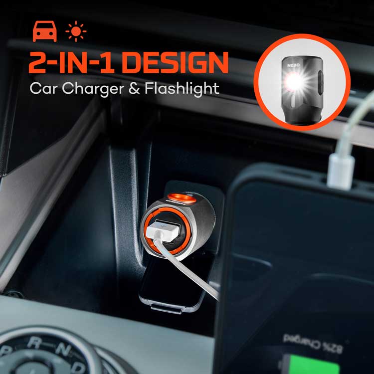 Nebo - Transport 400 RC 2-in-1 Car Charger and Flashlight - Image 2