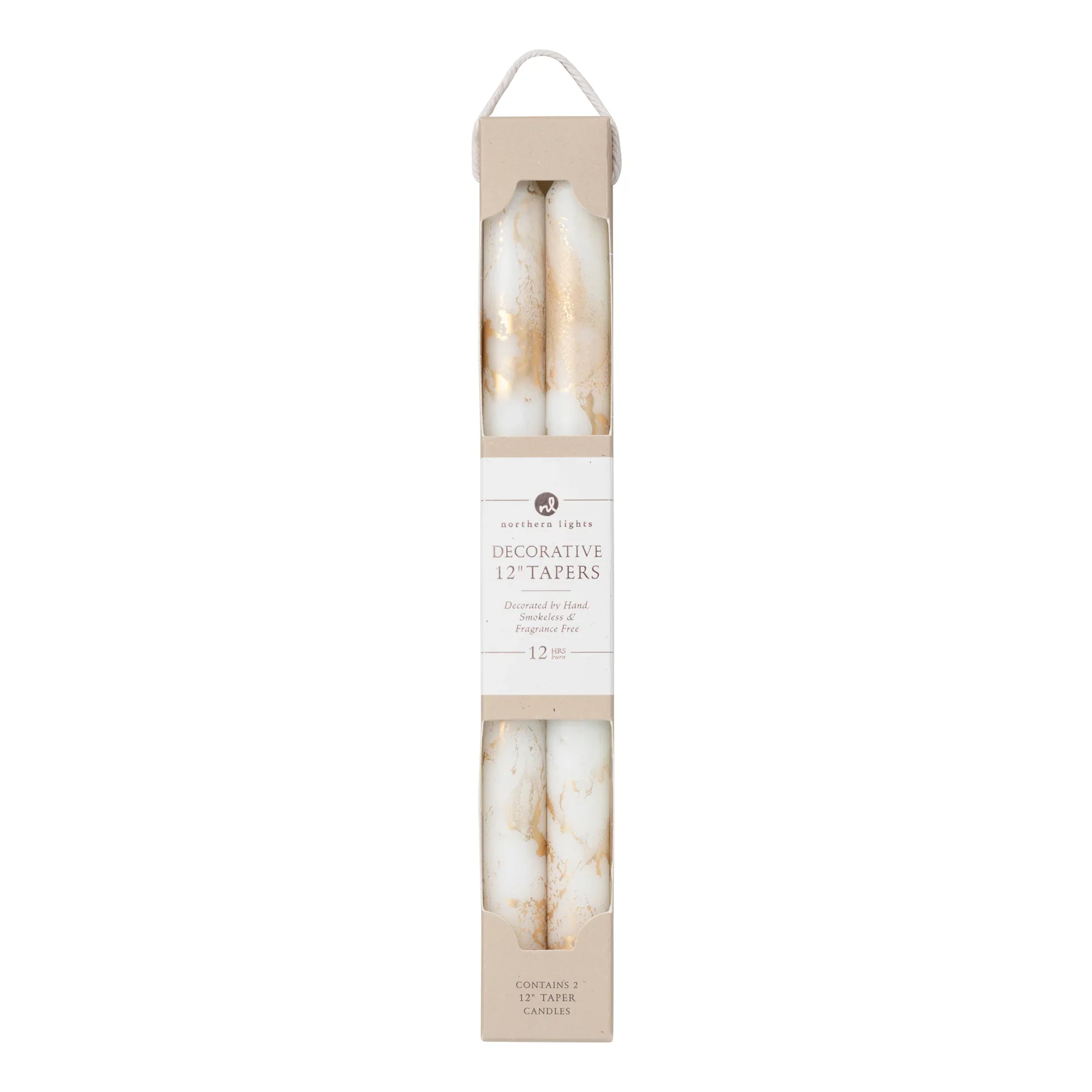 Northern Lights Candles - Pure White with Gold Tapers - Image 2