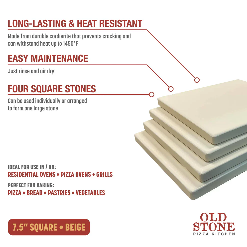 Old Stone Pizza Kitchen - Individual Square Pizza Stone Set - Image 4