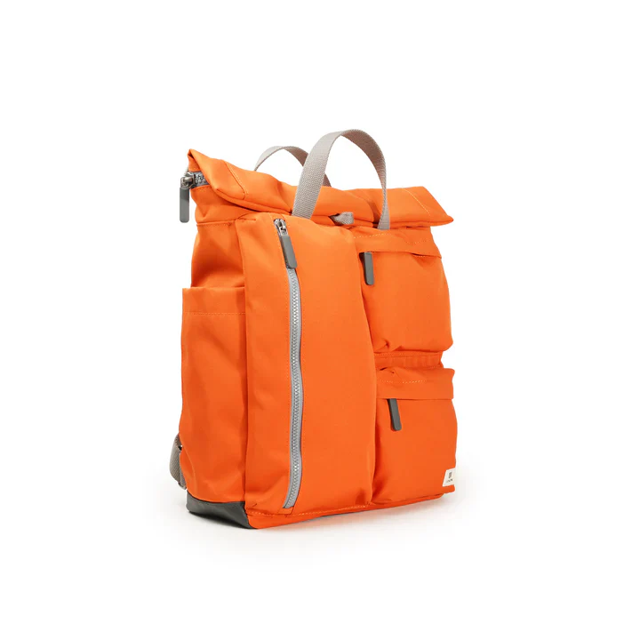 Ori London - Medium Richmond Backpack, Atomic Orange Recycled Canvas - Image 2