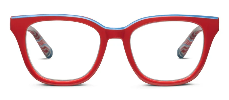 Peepers - Trapeze Blue Light Reading Glasses, Red