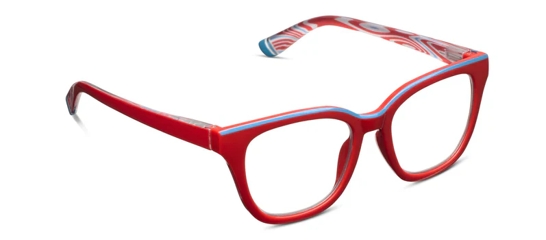 Peepers - Trapeze Blue Light Reading Glasses, Red - Image 2