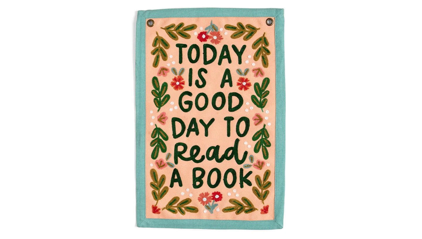 Pippi Post - Today is a Good Day to Read a Book Embroidered Canvas Banner - Image 2