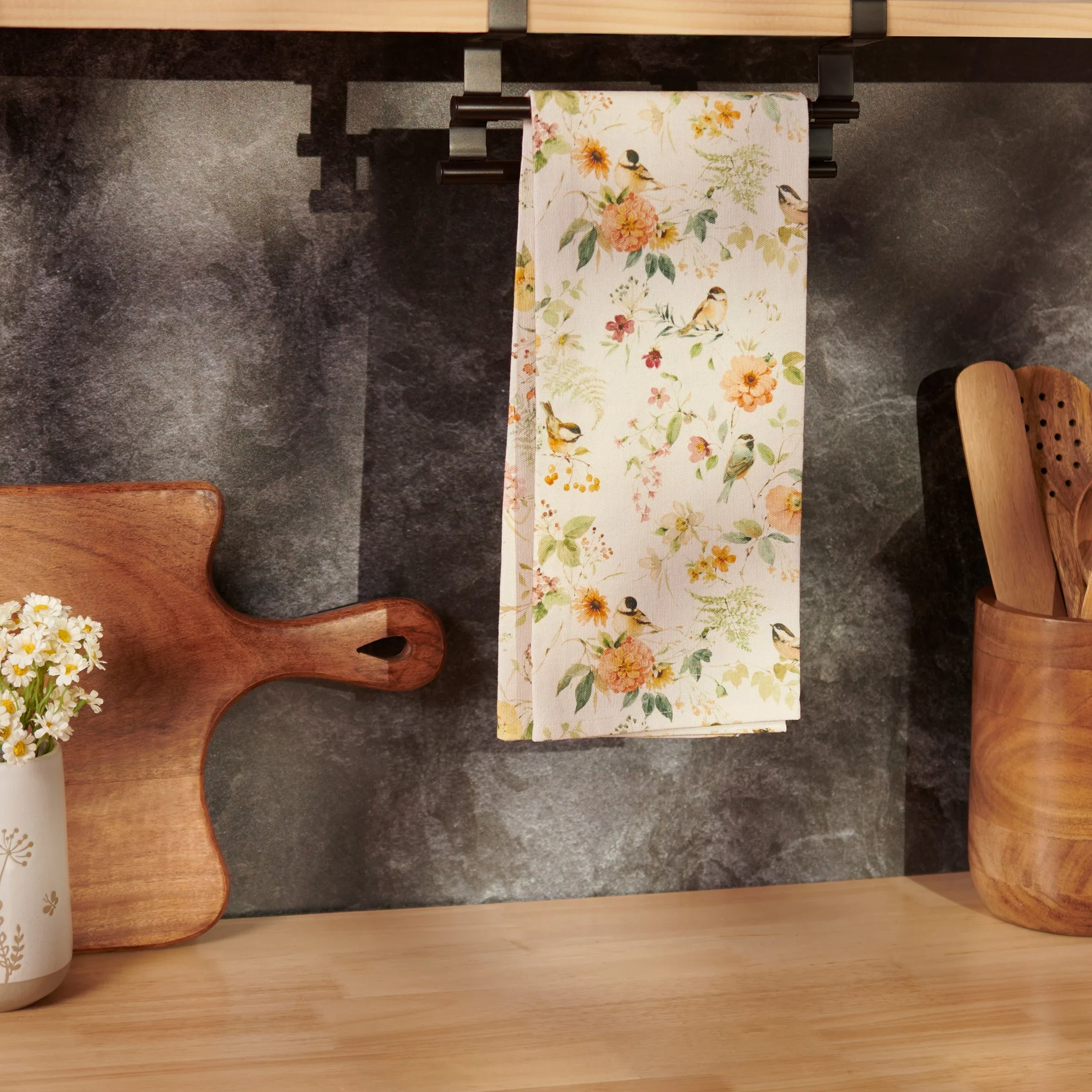Primitives By Kathy - Chickadee Floral Kitchen Towel - Image 2