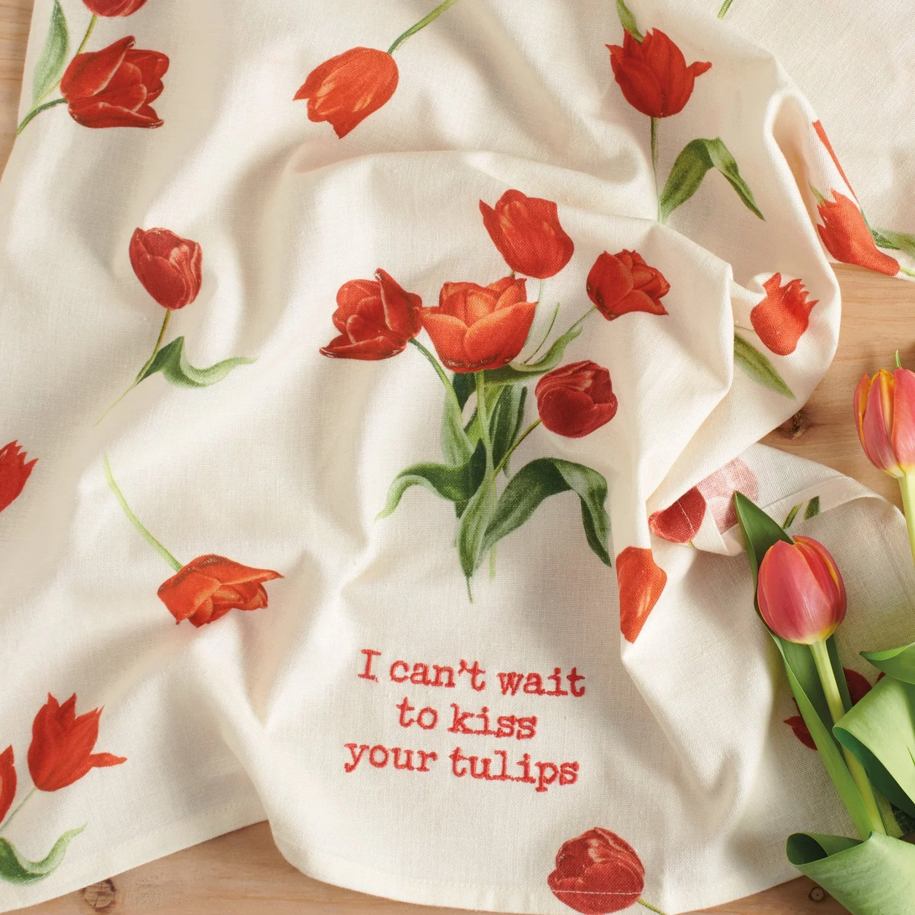 Primitives By Kathy - I Can't Wait To Kiss Your Tulips Kitchen Towel - Image 2