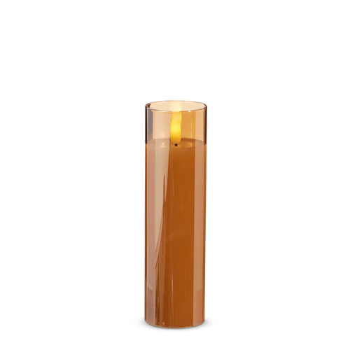 RAZ Imports - Ivory Pillar Candle in Gold Glass - Image 3