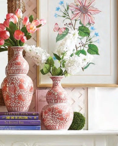 RAZ Imports - Orange Chinoiserie Vase