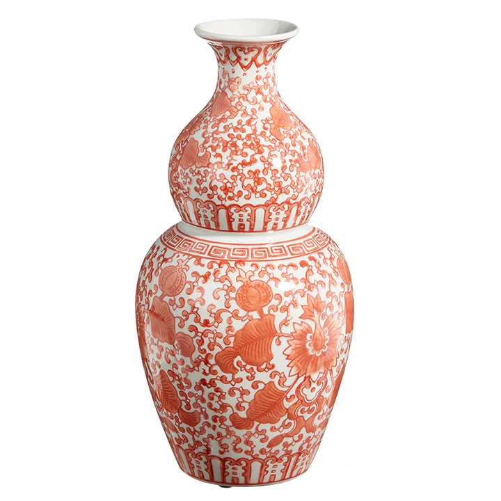 RAZ Imports - Orange Chinoiserie Vase - Image 3