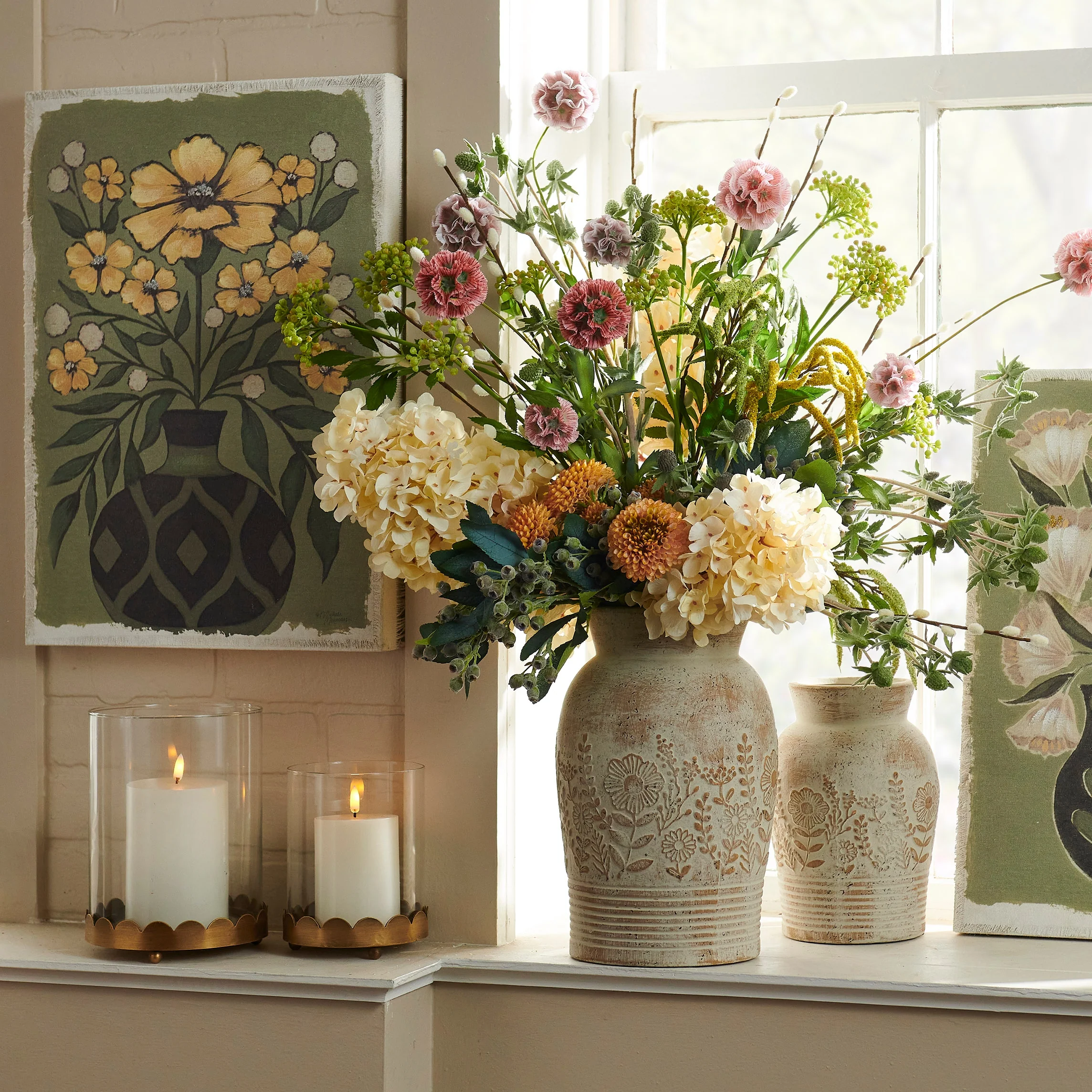 RAZ Imports - Whitewash Floral Embossed Vase - Image 2