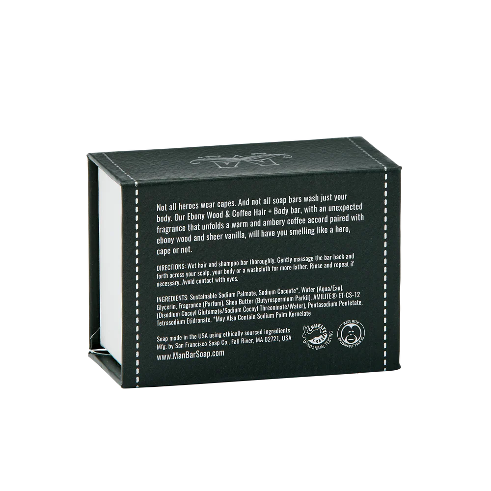 San Francisco Soap Company - Hair + Body Mini Man Bar, Ebony Wood & Coffee - Image 2