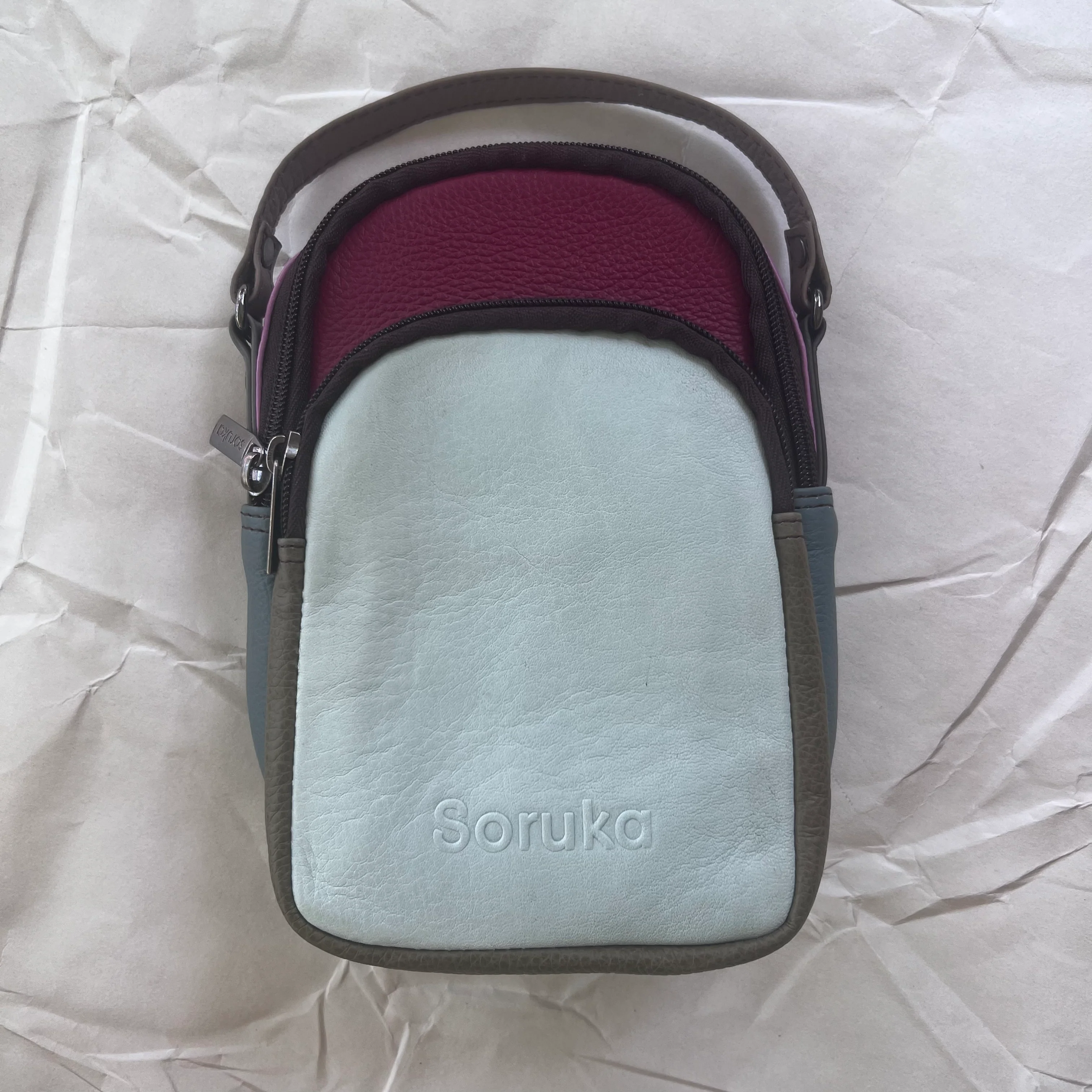 Soruka - Ruth Small Backpack Crossbody, Cranberry & Sky