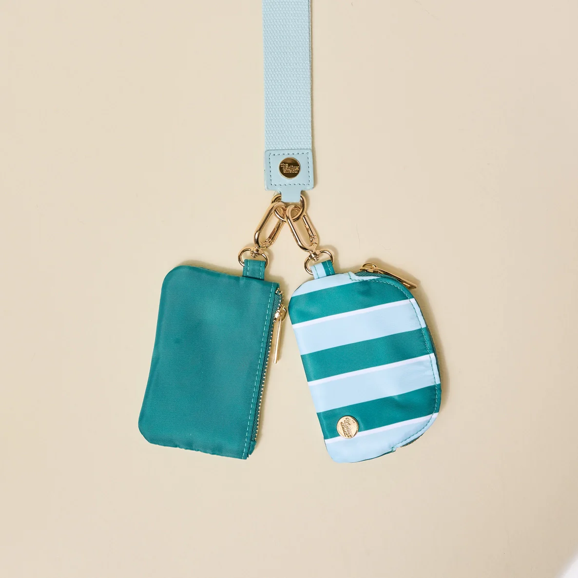 The Darling Effect - Dynamic Duo Pouch Wristlet, Sicily Stripes Teal