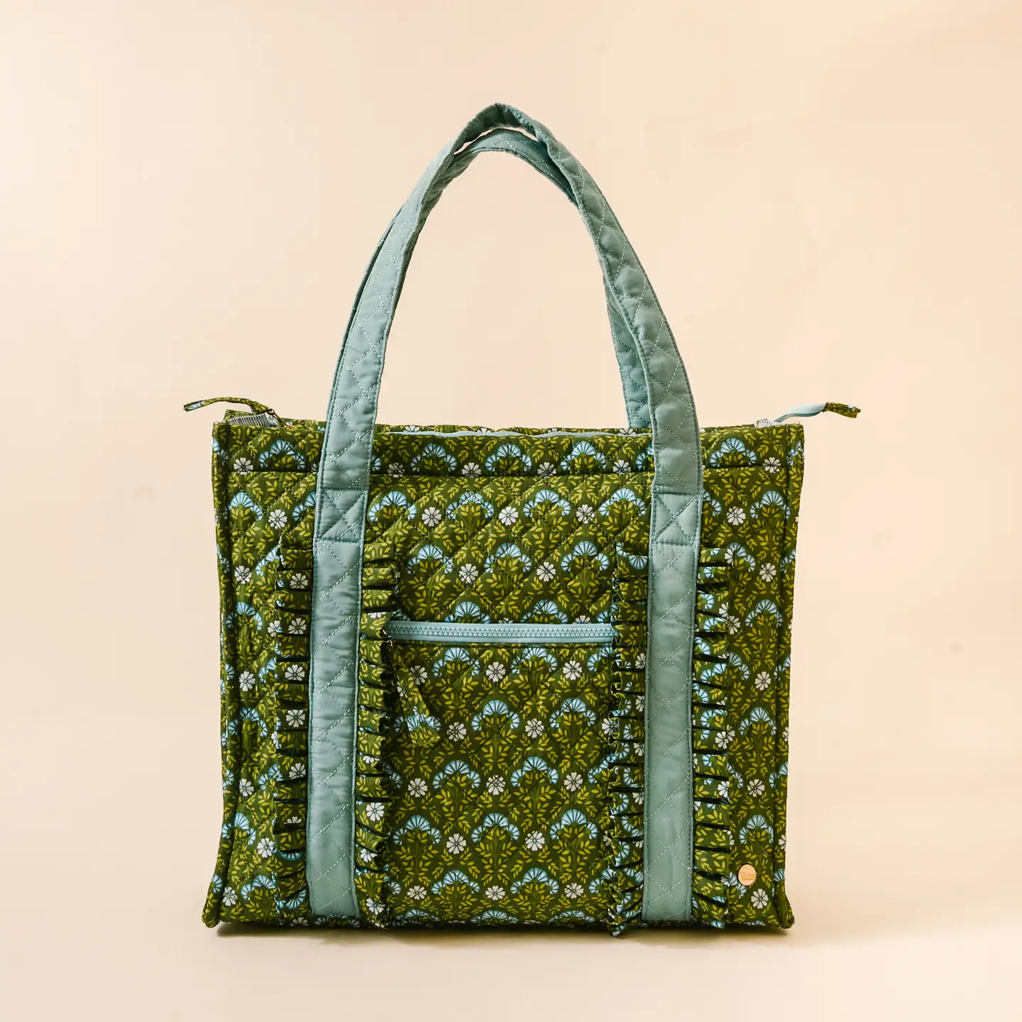 The Darling Effect - Everyday Quilted Tote Bag, Everbloom Forest Green