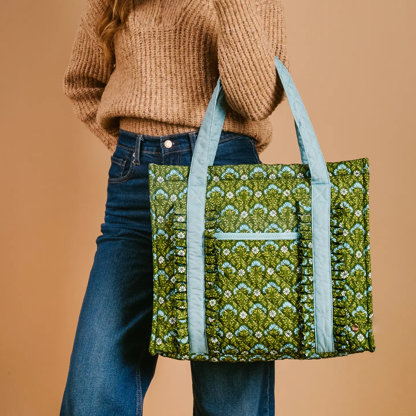 The Darling Effect - Everyday Quilted Tote Bag, Everbloom Forest Green - Image 2