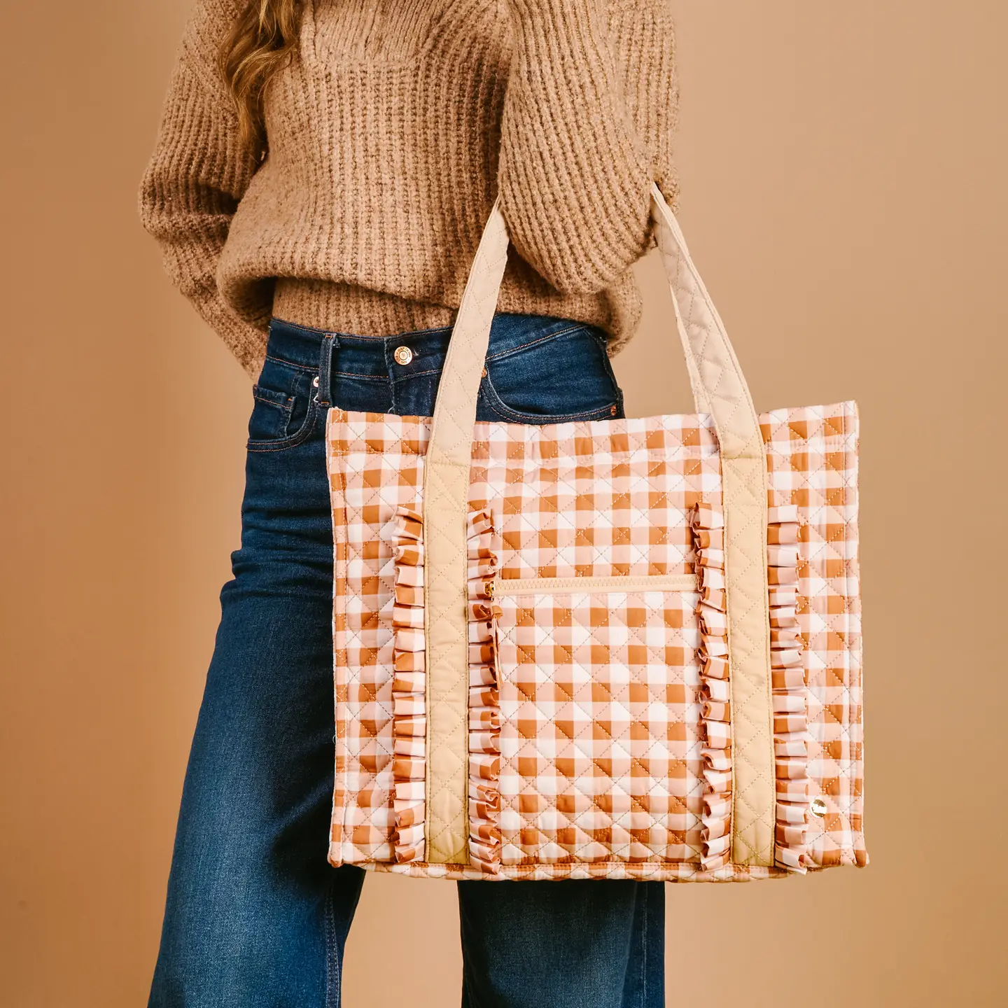 The Darling Effect - Everyday Quilted Tote Bag, Maple Gingham - Image 2