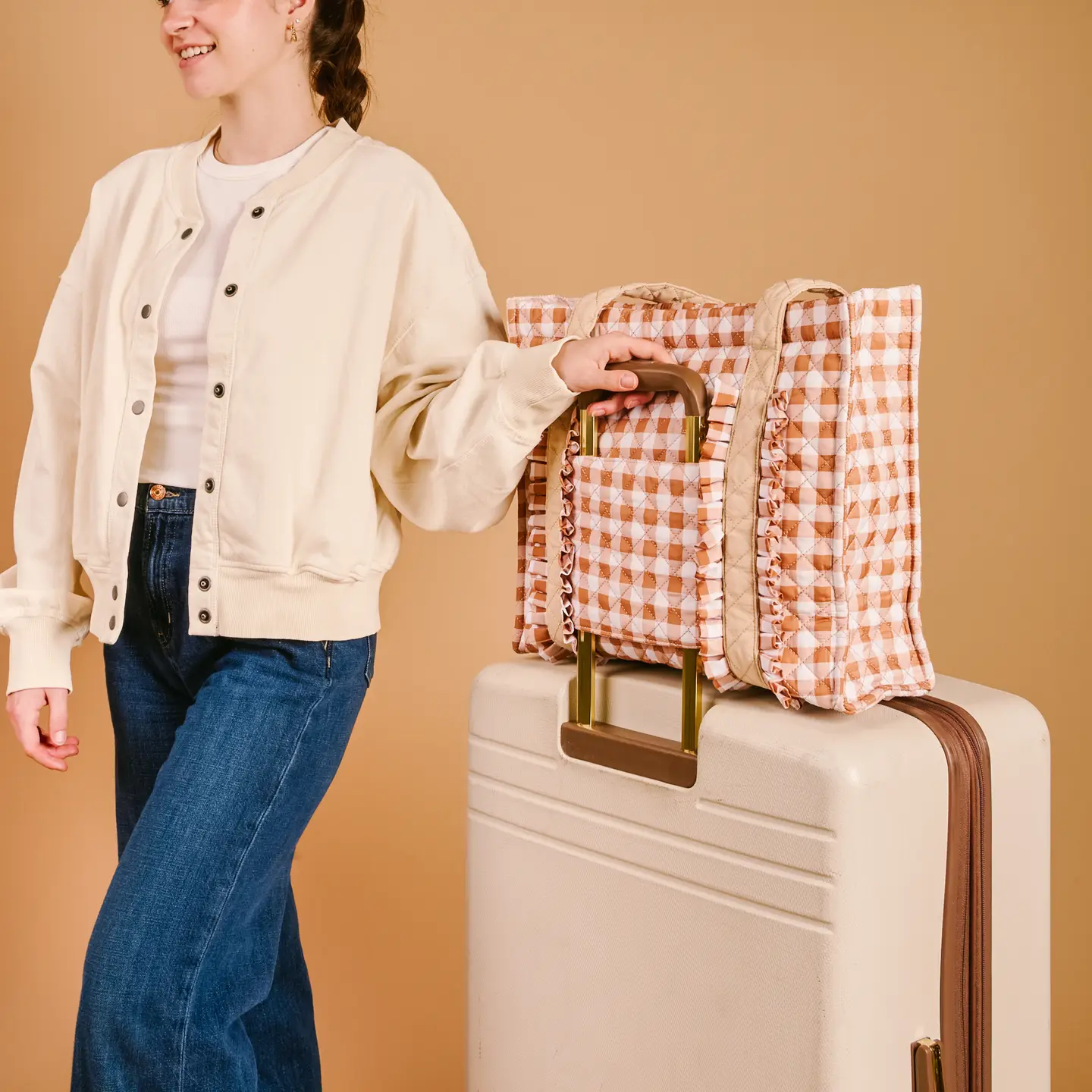 The Darling Effect - Everyday Quilted Tote Bag, Maple Gingham - Image 3