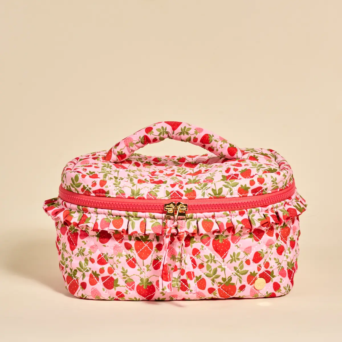 The Darling Effect - Glam & Go Quilted Cosmetic Bag, Strawberry Fields