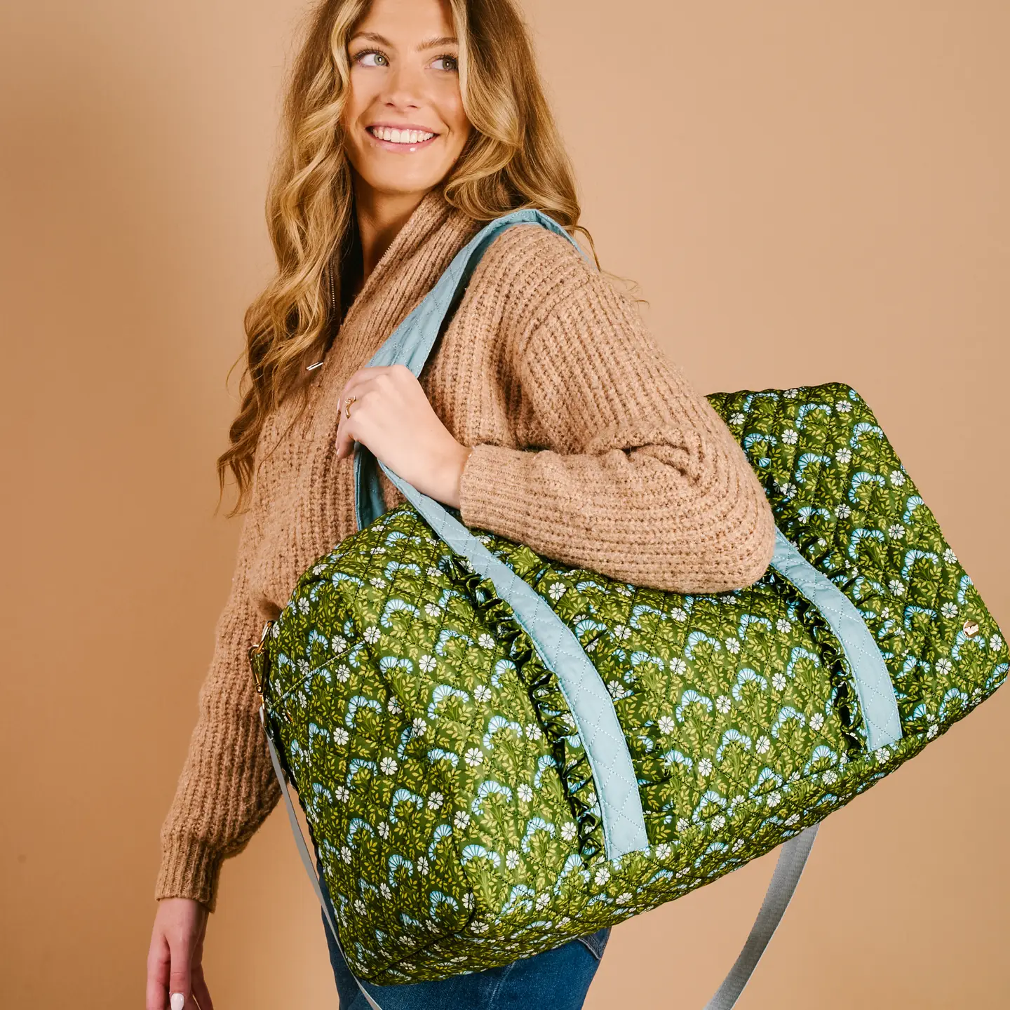 The Darling Effect - On-the-Go Quilted Weekender Bag, Everbloom Forest Green - Image 2