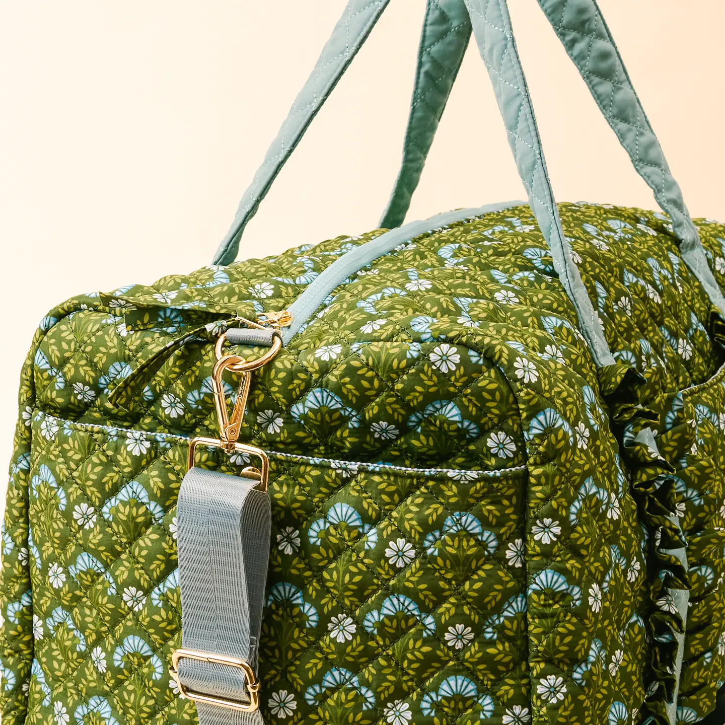 The Darling Effect - On-the-Go Quilted Weekender Bag, Everbloom Forest Green - Image 3