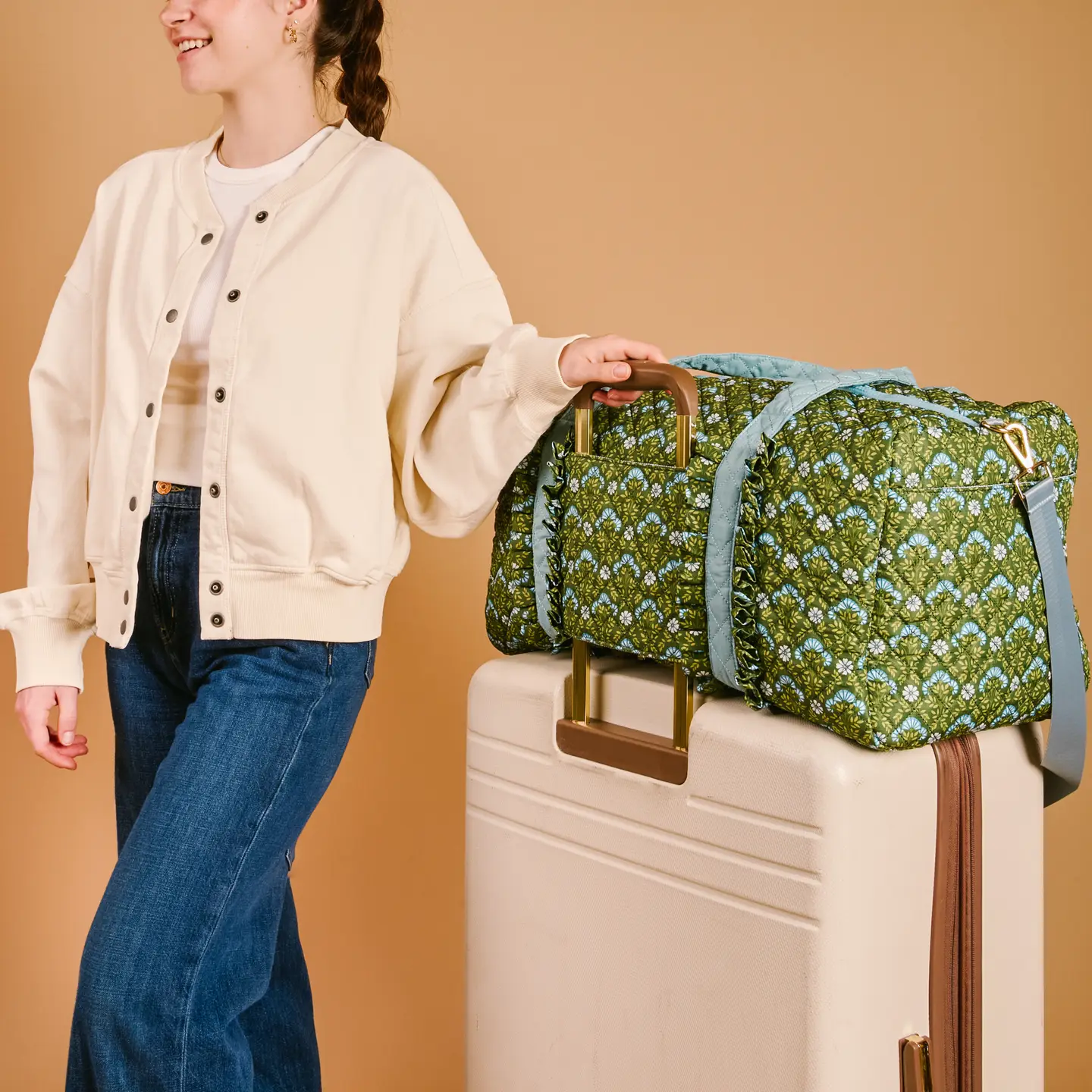 The Darling Effect - On-the-Go Quilted Weekender Bag, Everbloom Forest Green - Image 4