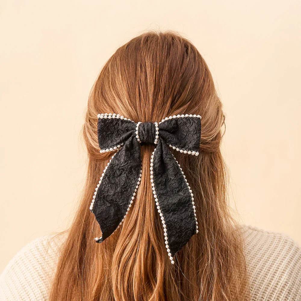The Darling Effect - Pearl Hair Bow, Black