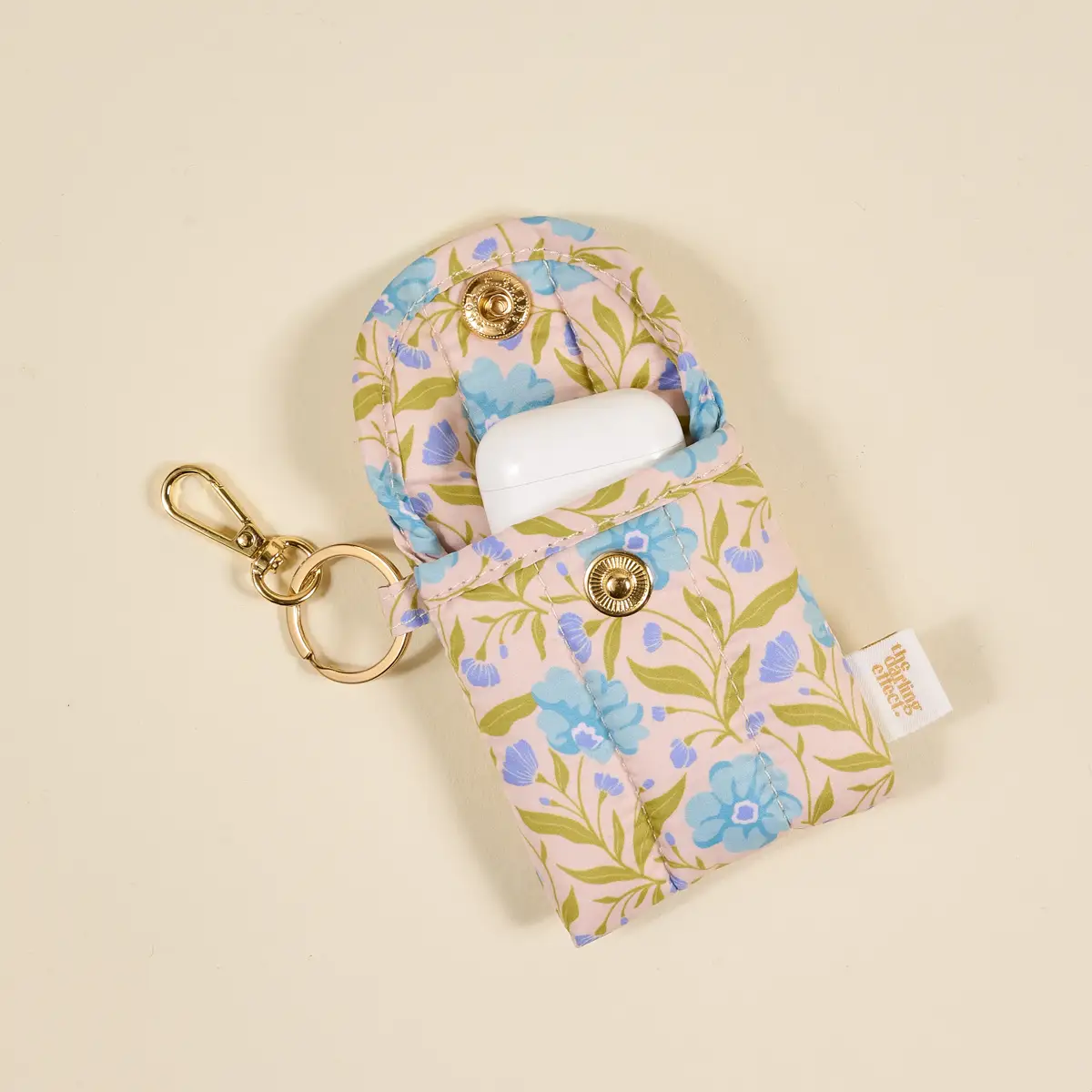 The Darling Effect - Puffy Earbud Case, Poppin' Petals Aqua - Image 3