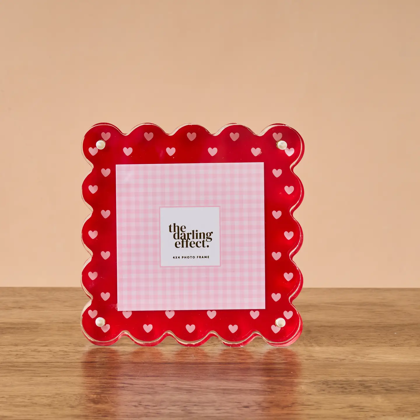 The Darling Effect - Square Scalloped Acrylic Frame, Tiny Hearts