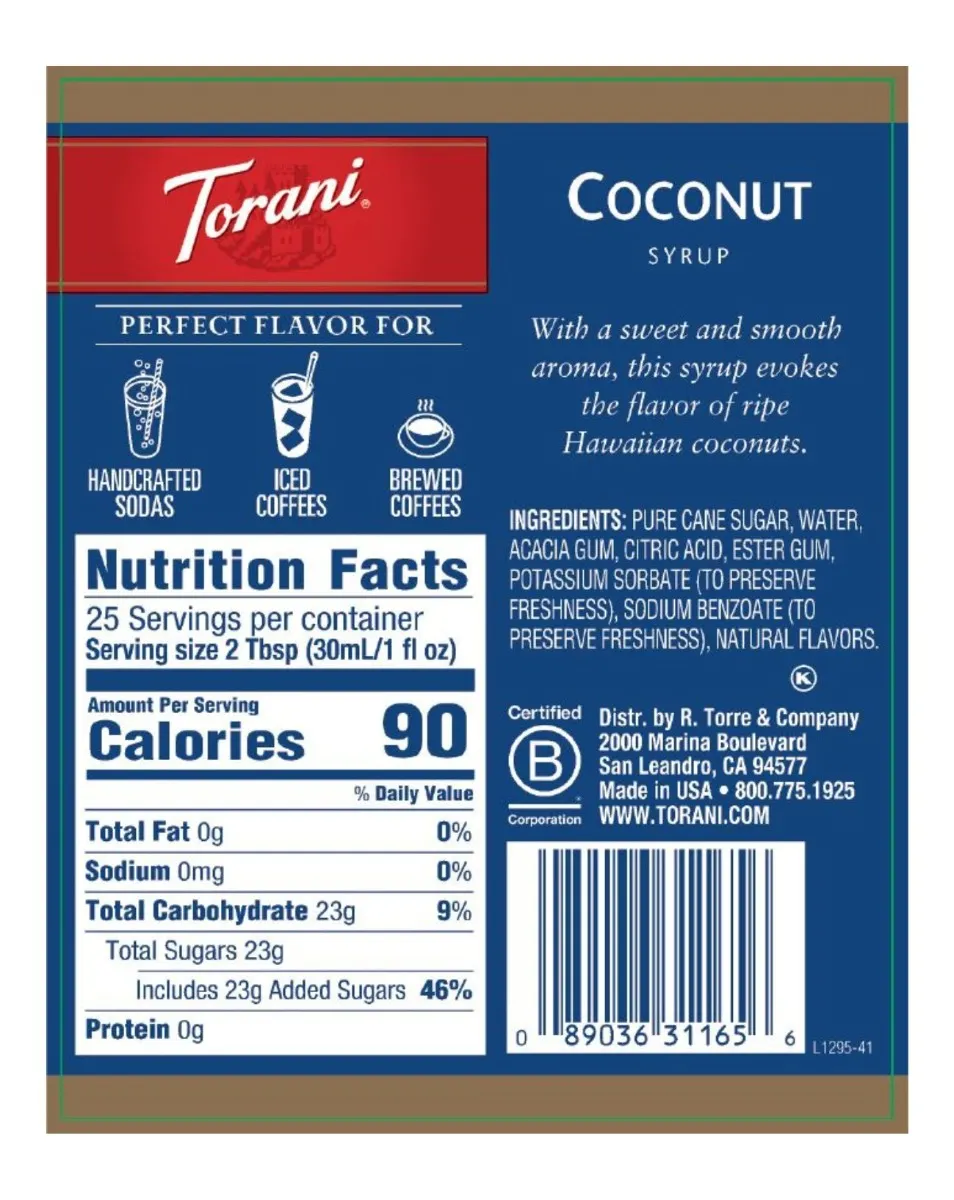 Torani - Coconut Syrup - Image 2