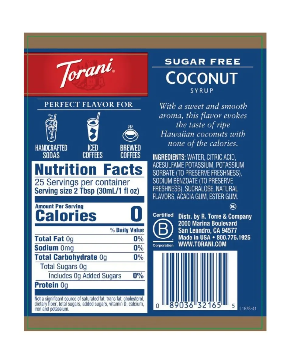 Torani - Sugar Free Coconut Syrup - Image 2