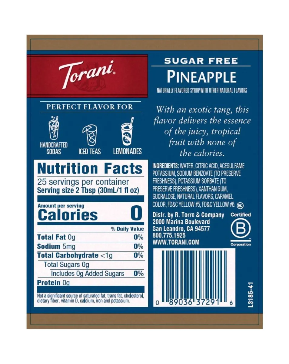 Torani - Sugar Free Pineapple Syrup - Image 2