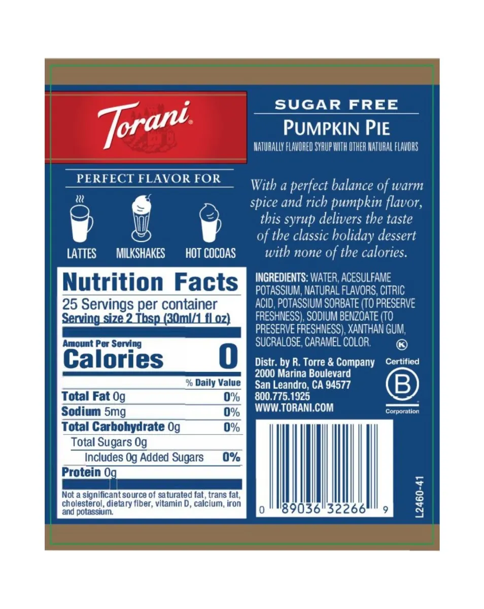 Torani - Sugar Free Pumpkin Pie Syrup - Image 2