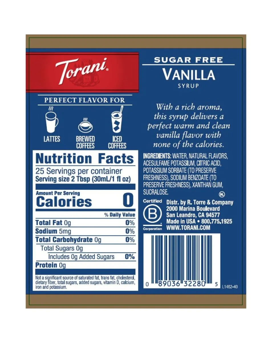 Torani - Sugar Free Vanilla Syrup - Image 2