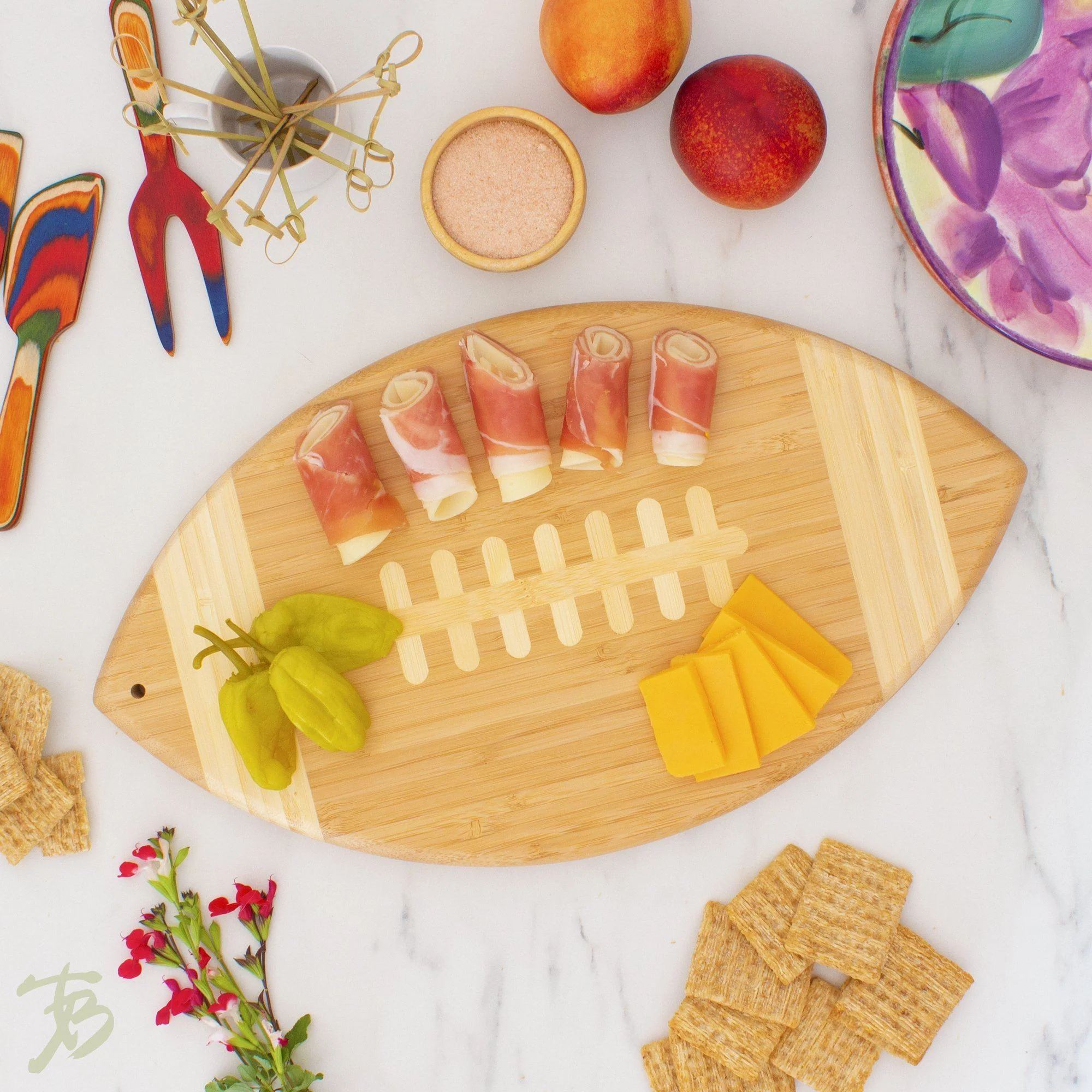 Totally Bamboo - Football Shaped Serving Cutting Board - Image 2