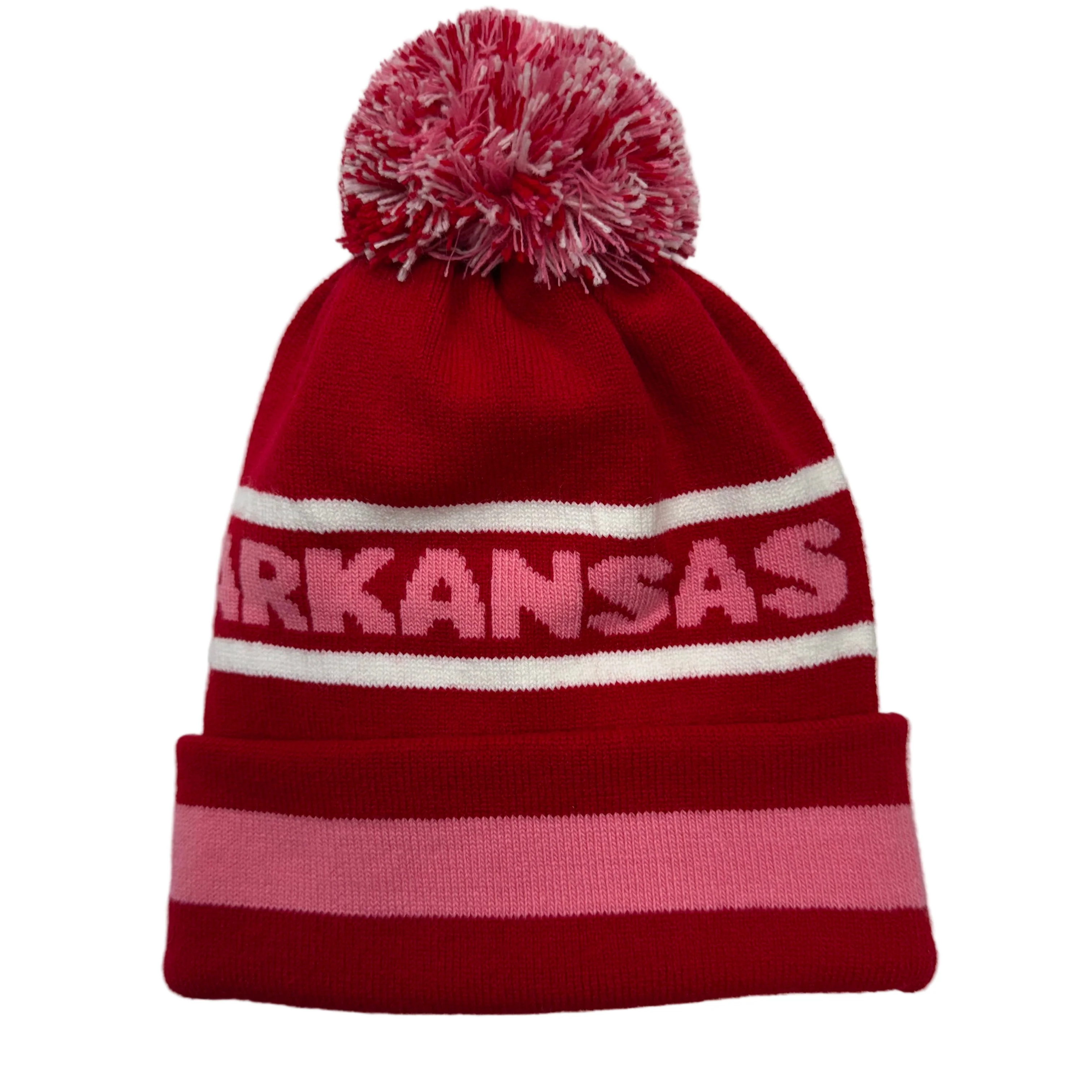 Town Pride - Red Knit Pom Pom Hat, Arkansas