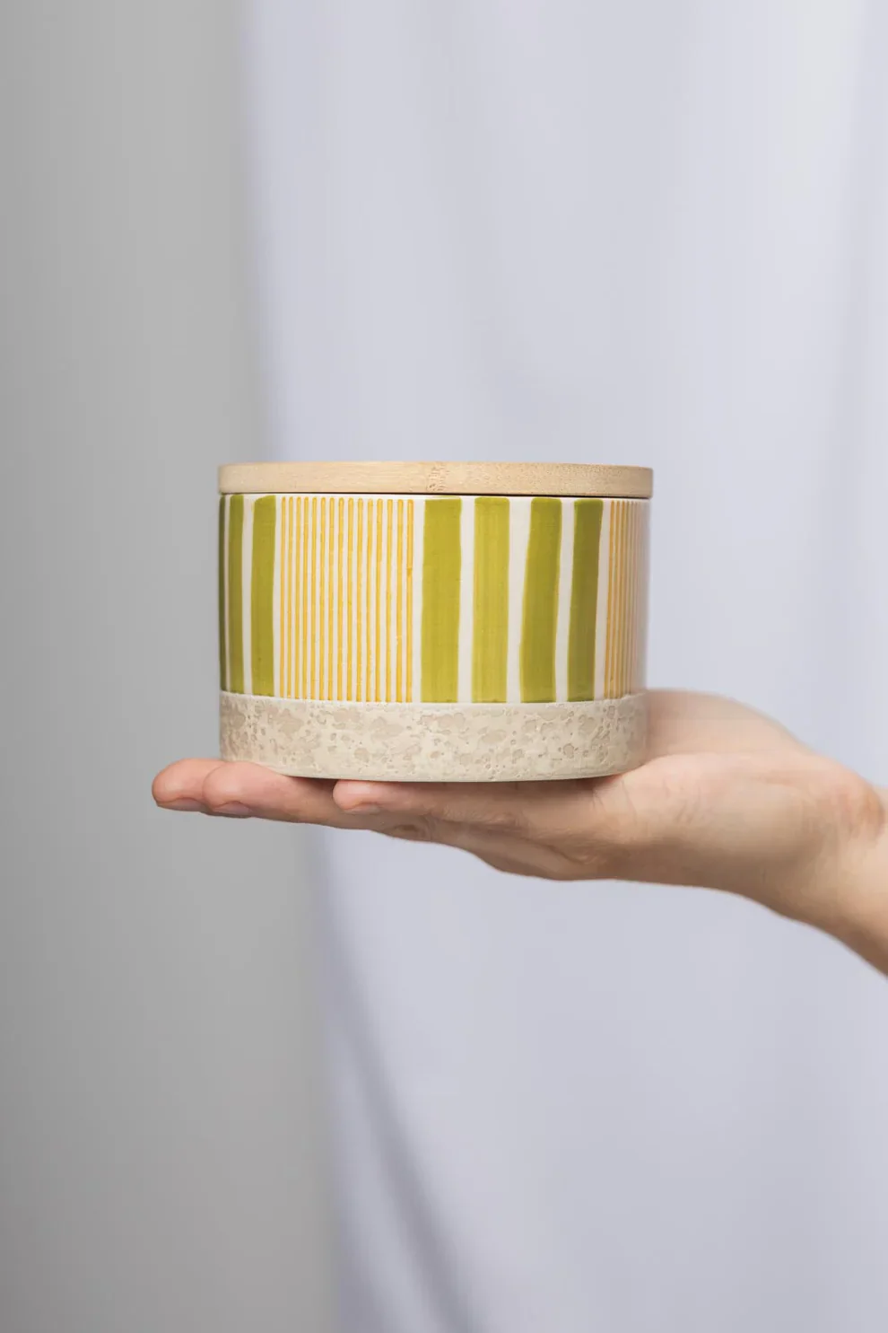 Tranquillo - Green & Yellow Stripe Small Canister