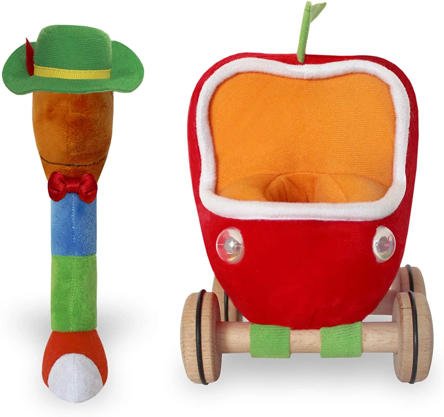 Yottoy - Lowly Worm Soft Toy with Apple Car - Image 2
